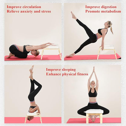 C-CHAIN Balanced Yoga Headstand Bench - Ideal for Workout, Fitness and Gym, for Both Beginner and Experience Yogis - Wood and PU Pads - Relieve Fatigue and Build Up Body