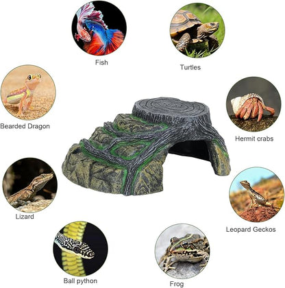 Gecko Tank Accessories, Tortoise Habitat Accessories, Ball Python Tank Accessories, Large Snake Hides, Perfect Terrarium Decor for Reptile Gecko Basking Humid Hiding (Large)