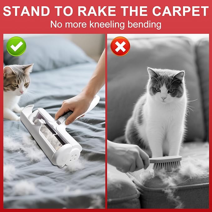 Pet Hair Removal Tool – Reusable Lint Roller for Dogs & Cats – Self-Cleaning Fur Remover Brush - Portable, Multi-Surface Fur Removal Tool - Pet Hair Removal Tool for Car & Home