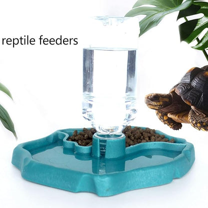 9oz Reptile Water Bottle, Turtle Automatic Feeders Waterer Food and Water Bowl pet Dispenser Bottle Feeding Dish for Lizard Tortoise Chameleon