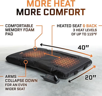 ACELETIQS Heated Stadium Seats for Bleachers with Back Support - Upgraded Model and Extra Heat - Upgraded 3 Levels of Heat - Foldable Chair - Cushioned, 4 Pockets (20" Double Heated)