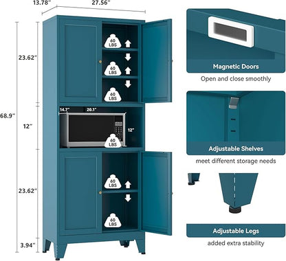 Metal Pantry Storage Cabinet, Microwave Stand