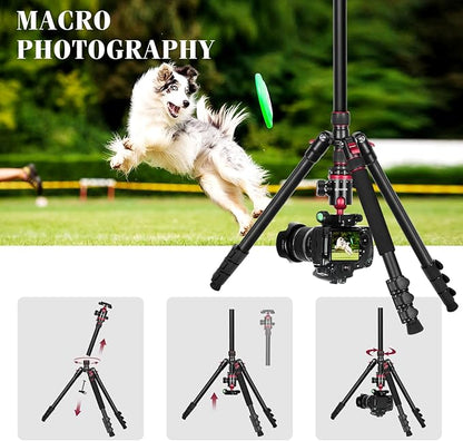 2 in1 Tripod for Camera & Hunting Tripods, 68" Camera Tripods & Monopods with Removable Handle, Aluminum Rifle Tripod & Shooting Stand, Heavy Duty Tripods for DSLR,Canon,Nikon,Sony, Extra Carry Bag