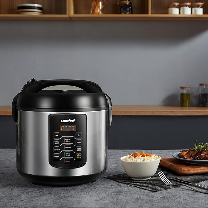 COMFEE' Rice Cooker 10 cup Uncooked/20 cup Cooked, Rice Maker, Steamer and
