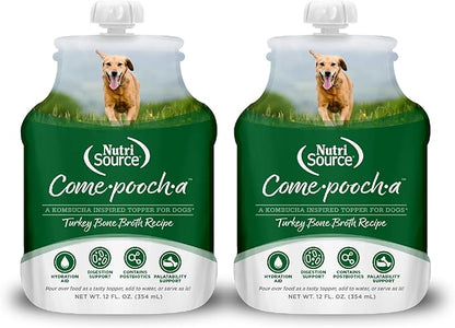 NutriSource Come-Pooch-A Turkey Bone Broth for Dog Kibble 12 Ounce (Pack of 2)
