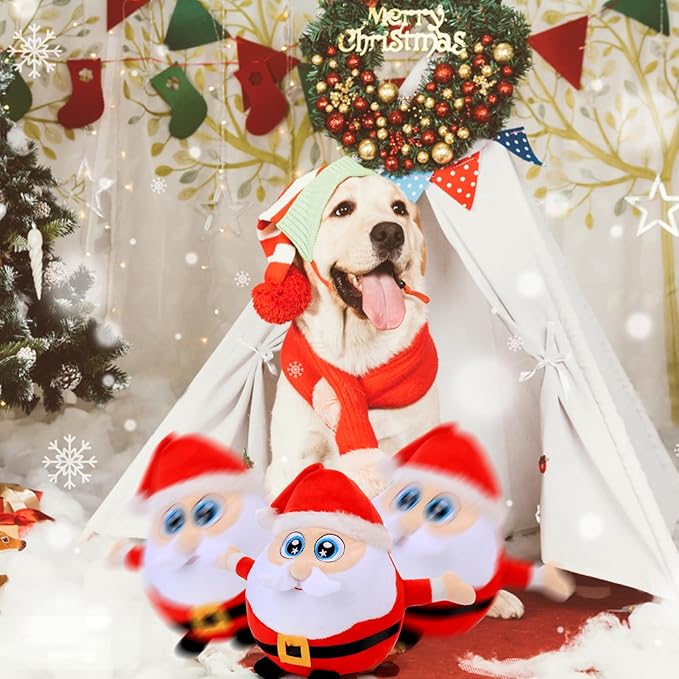 BABORUI Interactive Dog Toys Santa Claus, Jumping Squeaky Dog Toys with Recording and Music Modes, Rechargeable Moving Dog Christmas Toys for Small/Medium/Large Dogs to Keep Them Busy(Santa Claus)