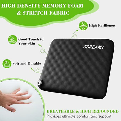 GDREAMT Inflatable Seat Cushion, Self-Inflating Memory Foam Stadium Seats Cushion Lightweight & Compact Chair Sitting Pad Airplane Cushion for Long Flight Travel Outdoor Camping Car Bleachers Office