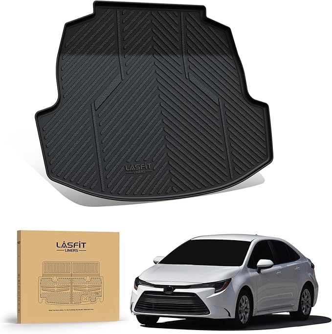 LASFIT Trunk Mat for Toyota Corolla 2020-2026,All Weather Cargo Mat Custom Fit TPE Cargo Liner for Corolla Front and Rear Trunk Liner, Black