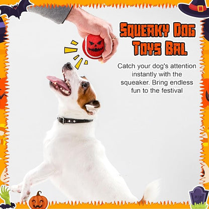 Civaner 6 Pcs Halloween Dog Toys Bulk, 2.5 Inch Squeaky Tennis Balls for Small Medium Large Dogs Pets Puppy Chew Teething Toy Interactive Training Gifts Xmas Stocking Stuffers