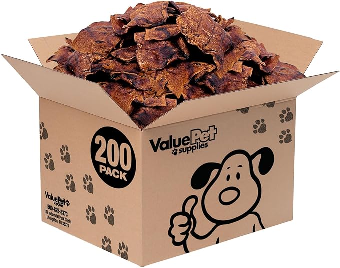 ValueBull USA Rawhide Chips, Natural Beef Flavor, 200 Count Bulk Pack - Natural & Safe, USA Beef Hide, Long Lasting, Chemical Free, No Artificial Flavors