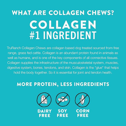 TRURANCH Collagen Rolls - 6" Collagen Rolls for Dogs - Long Lasting Healthy Joint Support - Rawhide Alternative - Skin & Coat Health - Made with Real Chicken, Value Pack, 3 Bags, 12 Count