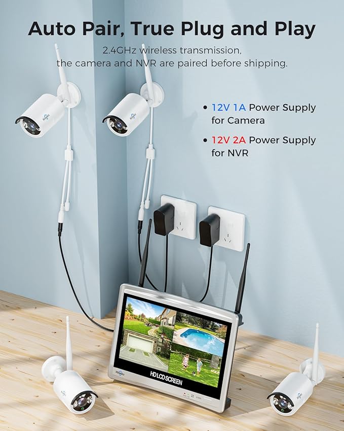 Hiseeu Home Security System, 2.4G/5G Wireless WiFi Pro, 4K NVR