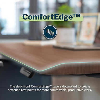 Vari ComfortEdge 72x30 Inch Adjustable Electric Standing Desk – Sit Stand VariDesk with Memory Presets, Sloped Edge, 180 LB Capacity + Tool-Free Assembly (Walnut/Black)