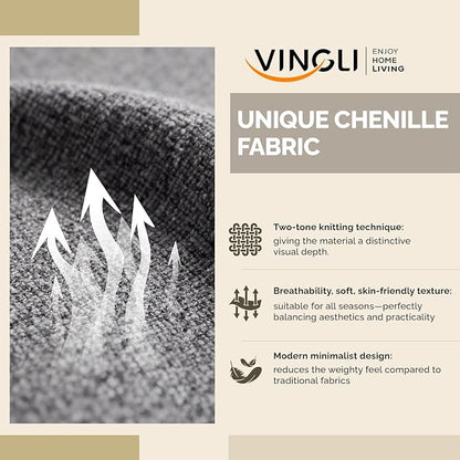 VINGLI 110' U-Shaped Sectional Couch with Two Chaise, Affordable Small Sofa with 4 Seats, Chenille Fabric Comfy Couches for Living Room, Dark Grey