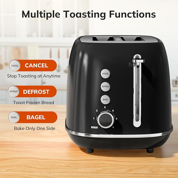 2 Slice Retro Stainless Steel Toaster