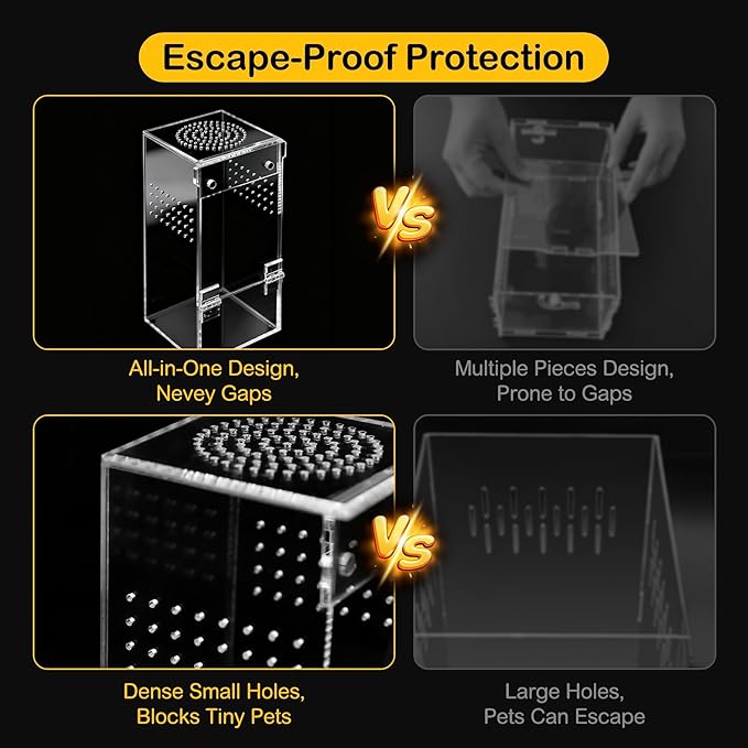 Small Jumping Spider Enclosure Kit,Escape Proof Reptile Tank,Praying Mantis Terrariums,Transparent Acrylic Bug Habitat,Arboreal Tarantula Cribs Cage,Insect Starter Container,Critter Keeper Sea