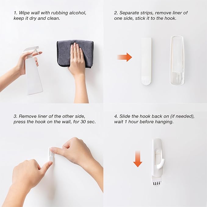 20 Large Hooks+28 Removable Strips, Heavy Duty