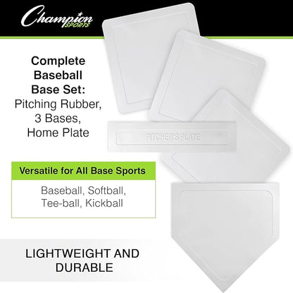 Champion Sports Baseball/Softball Throw Down Base Sets – Durable Indoor/Outdoor Training Bases – Sets of 4 or 5 in Orange or White