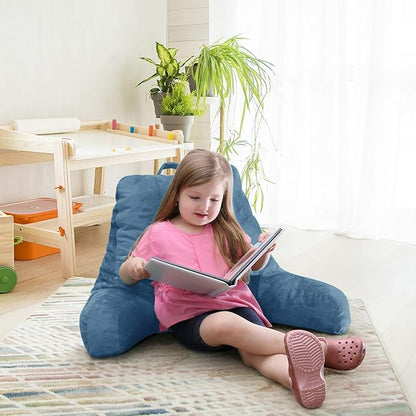 Nestl Reading Pillow for Kids & Teens with Shredded Memory Foam, Backrest Pillows for Reading, Watching, and Gaming, Use on the Couch, Bed, or Floor, Adjustable Support with Washable Cover Blue Heaven