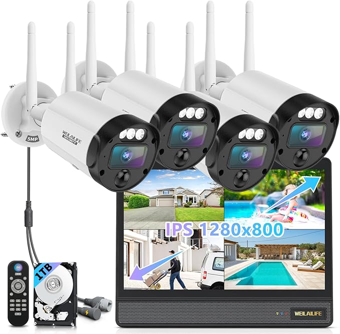 【All-in-One Security System】 Outdoor Wireless Security Camera System, Home