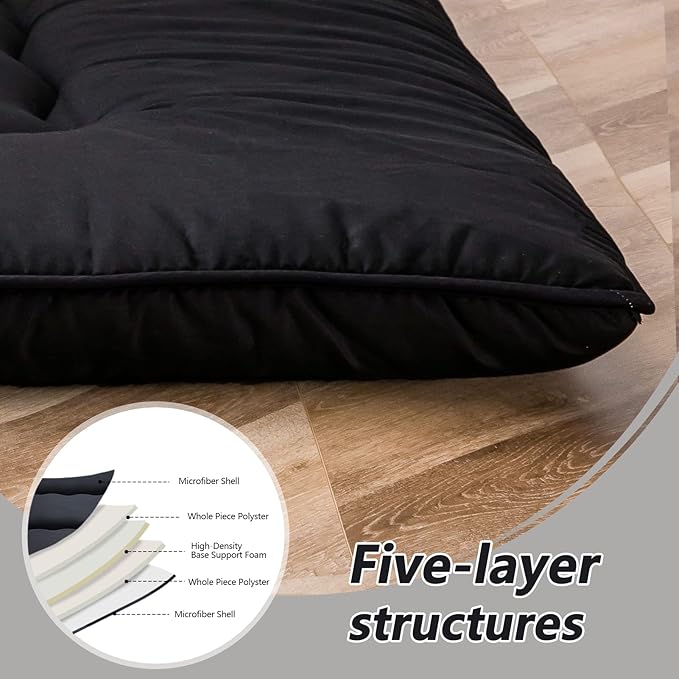 MAXYOYO Cot Japanese Floor Futon Mattress, Single Size Tatami Mat Sleeping Pad Foldable Roll Up Boys Girls Narrow Mattress Kids Lounger Pillow Bed