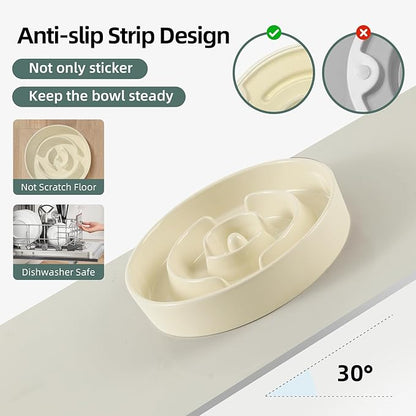 Ceramic 1.2 Cup Slow Feeder Dog Bowl