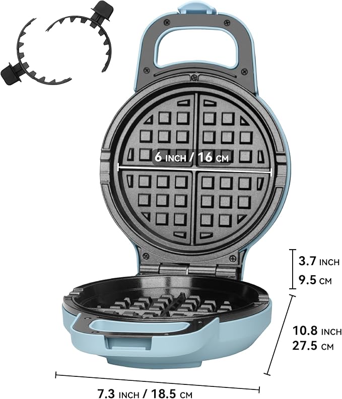 6" Stuffed Waffle Maker Rotating, Flip Waffles Maker Machine
