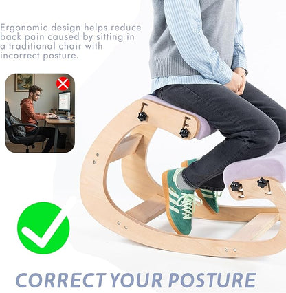 VDNEND Knee Chair Ergonomic for Office,Rocking Kneeling Chair Desk,Adjustable Posture Chairs for Relieve Neck or Back Pain,Balance Chairs for Work,Meditation,Home,Gifts for Men,Women,Her,Him