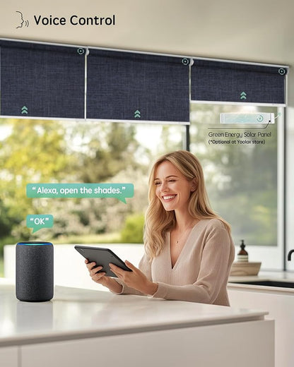 Yoolax Motorized Blinds with Remote, Automatic Window Shades Work with Alexa