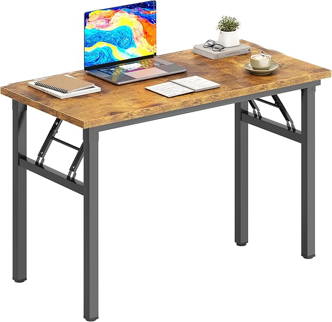 DlandHome Folding Desk Small Desk 31.5 inches Computer Desk for Home Office Folding Table Writing Table for Small Spaces No Assembly Required Retro
