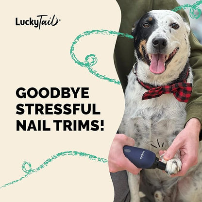 LuckyTail Pet Nail Grinder for Dogs and Cats - Super Quiet and Low Vibration Electric Dog Nail Grinder with 2 LED Lights - USB Rechargeable and Cordless - 2 Speeds - Small to Large Pets - Dark Blue