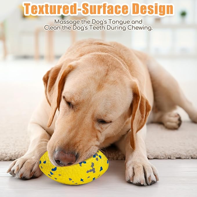4.72" Indestructible Large Rugby Balls for Aggressive Chewers Durable Olive Bouncy Interactive Football Toy for Dogs Fetch Game Lightweight Floating Outdoor Training, Yellow