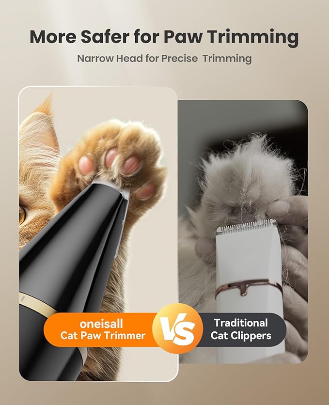 oneisall 2 Speed Cat Clippers with Double Blades, Rechargeable Cordless Small Cat Paw Trimmer, Low Noise for Trimming Dog's Hair Around Paws, Eyes, Ears, Face, Rump (Black)