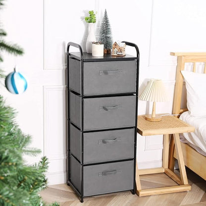 MAX Houser 4 Drawer Fabric Dresser Tall Storage Tower, Dresser Chest