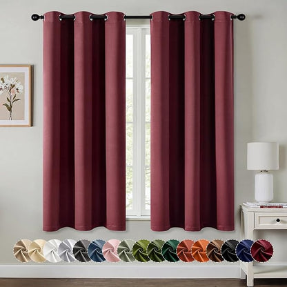 MIULEE Burgundy Red Blackout Curtains