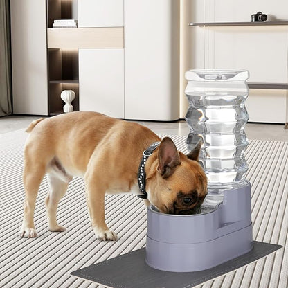 RIZZARI Large Water Dispenser for Dogs: 8L Gravity Gray Automatic Stainless