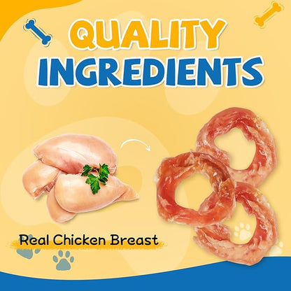 gazeupon Dog Treats Chicken Jerky Rings, Natural Chicken Breast, Healthy Training Rewards for Dogs w/Glucosamine Chondroitin