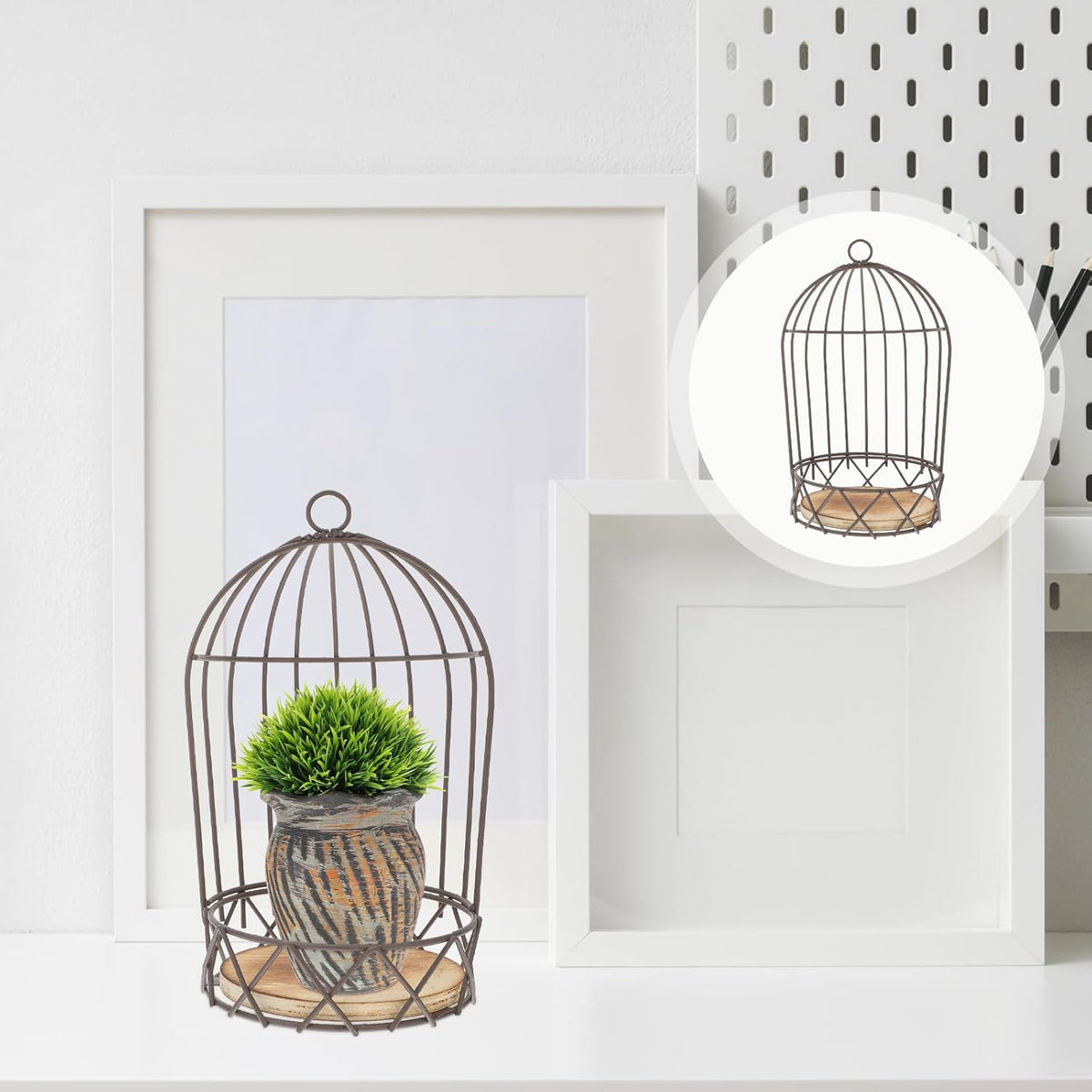Farmhouse Birdcage Candle Holder Bird Cage Decor Lanterns Decorative Metal Candlestick Vintage Bird Cage Planter Holder Tealight Hanging Birdcage Lantern Flowerpot for Wedding Table Decor