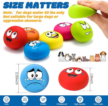 Hungdao 12 Pcs Squeaky Dog Toys Latex Rubber Squeaky Ball Smile Face Emoticon Dog Toys Chewing Interactive Ball Bulk Puppy Lovers Gift for Small Medium Pets Doggie Training (Cute Style)