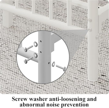 Full Metal Platform Bed Frame, Bed Frame with Victorian Headboard and Footboard, Strong Metal Slats Support, Mattress Foundation No Box Spring Needed, Easy Assembly, Noise Free, White