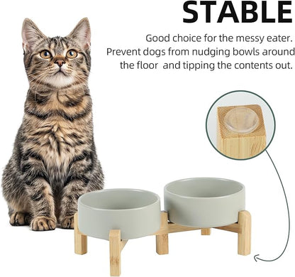 Ceramic Raised Double Bowls Set