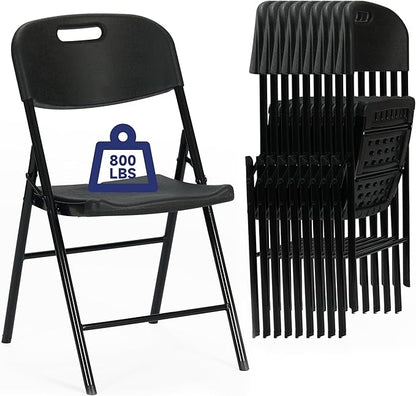 Winlice 60 Pack Thicker 800 LBS Black Folding Chairs, Commercial Grade Folding Chair, Foldable Chairs for Events