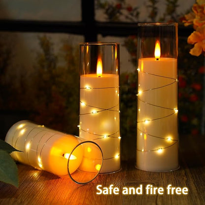 Flickering Flameless LED Candles, Acrylic LED Pillar Candles