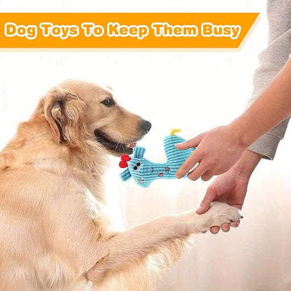 5 Pack Plush Dog Toys with Rope, Squeaky Dog Toys, Tug of War Dog Interactive Toy, Durable Dog Chew Toys for Large Dogs & Puppies