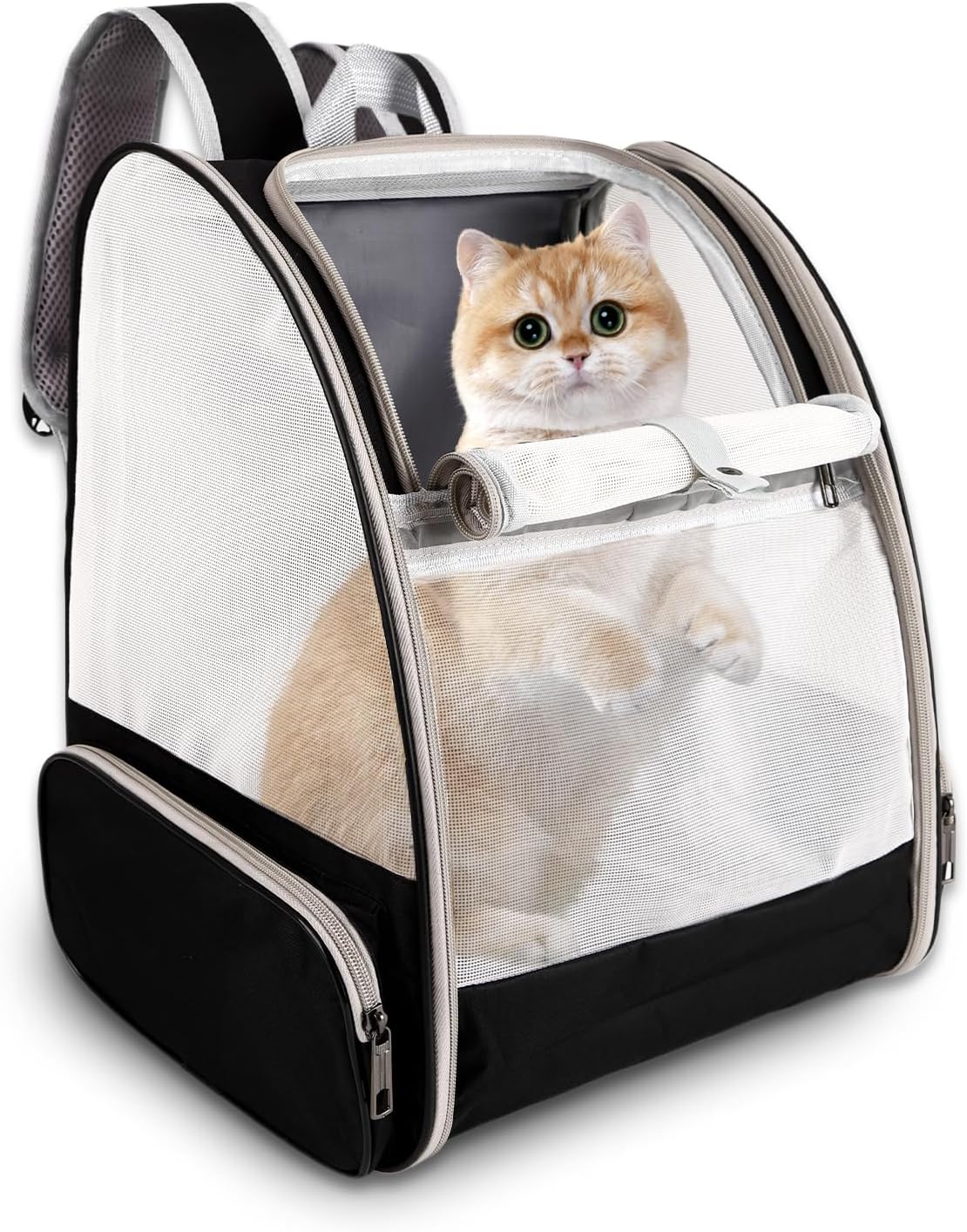 Cat Backpack Carrier,Pet Carrier Airline Approved for Small Dog Cat Puppy Kitten Bunny,Ventilated Mesh Design Animal Backpack for Hiking Camping Travel Bag (Black)