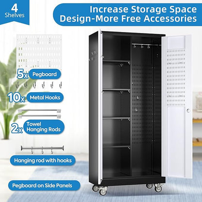 SUXXAN Broom Closet Storage Cabinet, Metal Cabinets