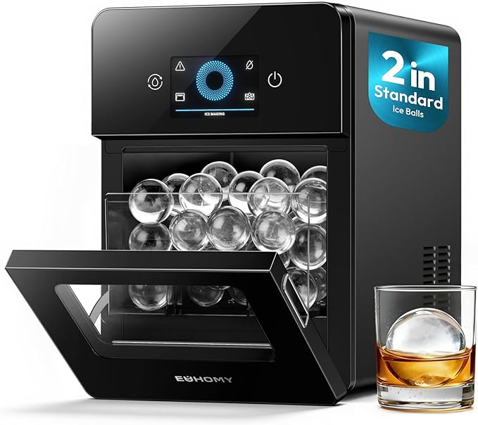 EUHOMY 2" Ice Ball Maker Countertop, Self-Cleaning Sphere Ice Maker Machine