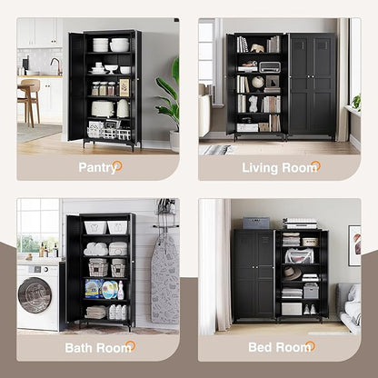 Yizosh Metal Pantry Cabinet, Tall Kitchen Pantry Storage Cabinet