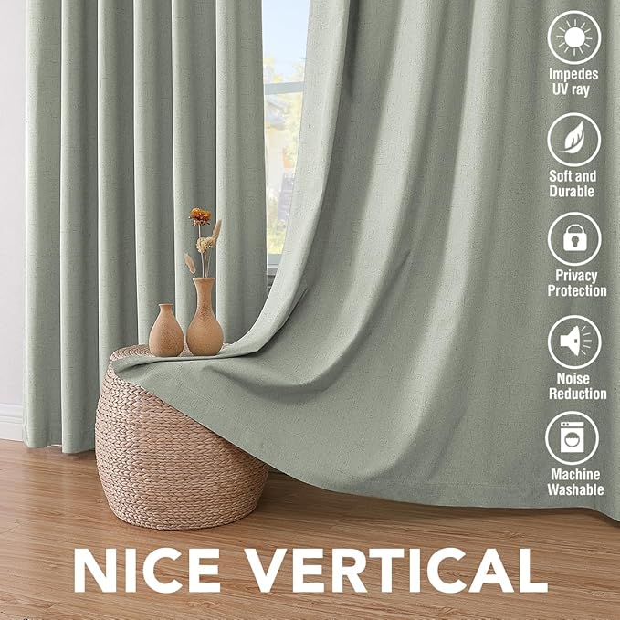H.VERSAILTEX Primitive Linen Curtains 100% Blackout Curtain Drapes Burlap