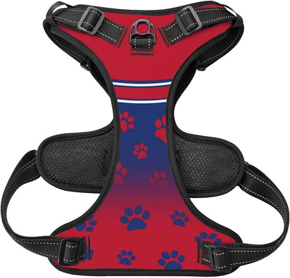 Custom Buffalo Dog Harness with Reflective Stripes Personalized Name and Number Dog Vest Harness with Pet Traction Rope for Small Medium Large Dog